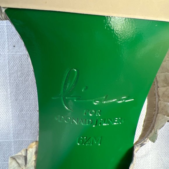 Lisa For Donald J. Pliner NWOT Snake Skin Open Toe High Heel Cream & Black 6½M - Picture 9 of 10